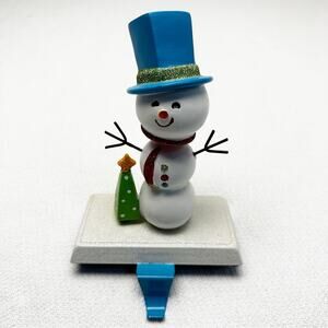 Snowman bobble head stocking holder